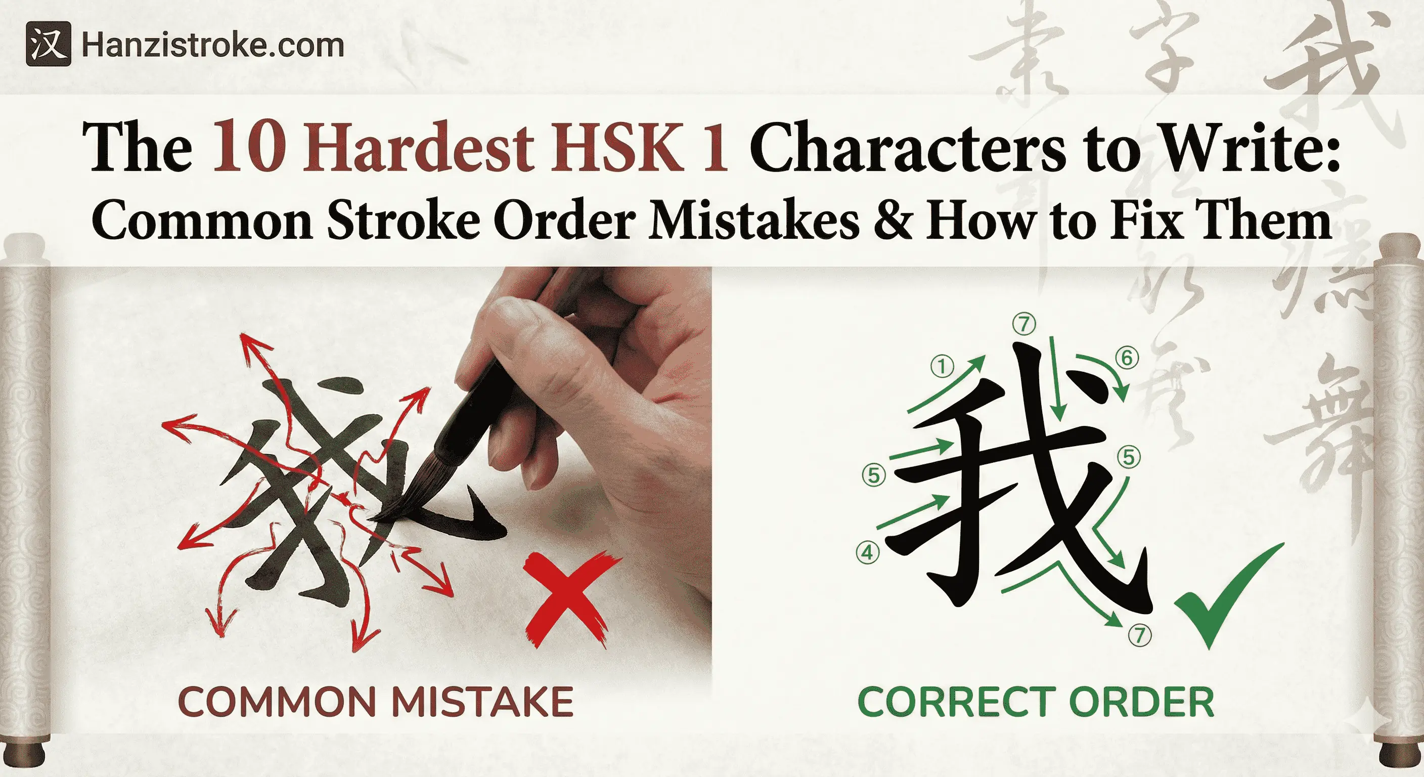 The 10 Hardest HSK 1 Characters to Write: Common Stroke Order Mistakes & How to Fix Them