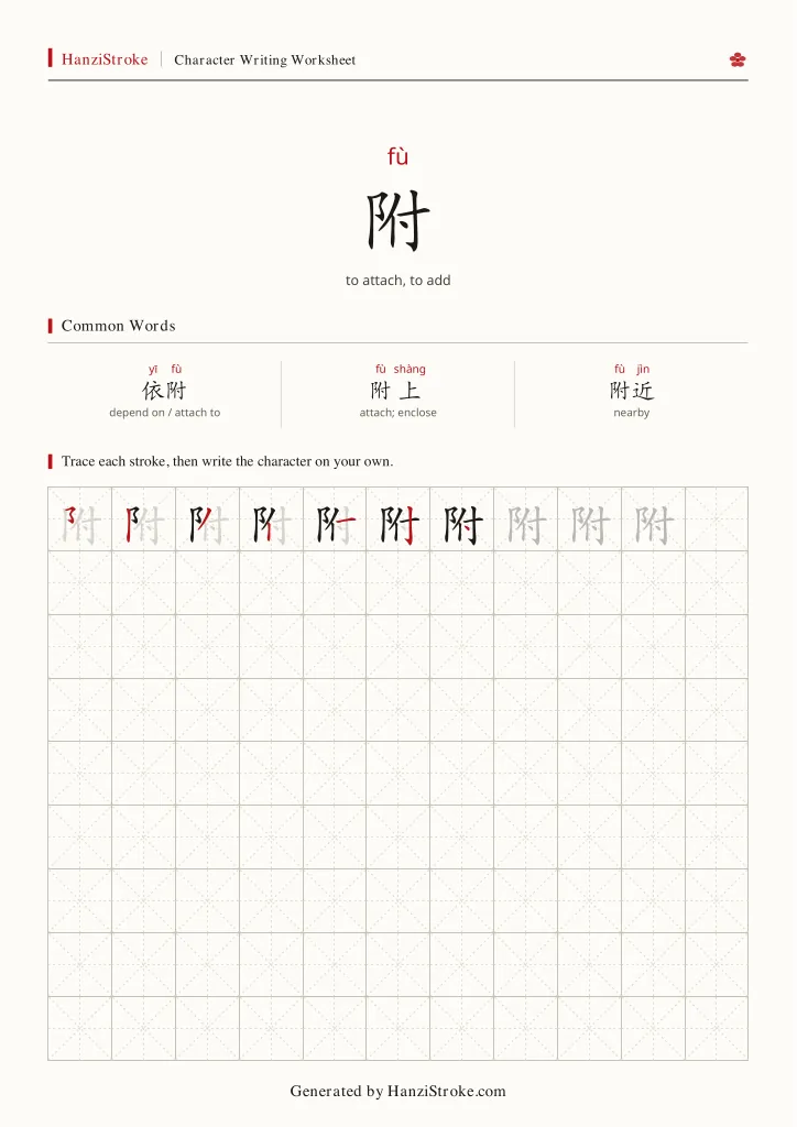 附 handwriting practice worksheet preview