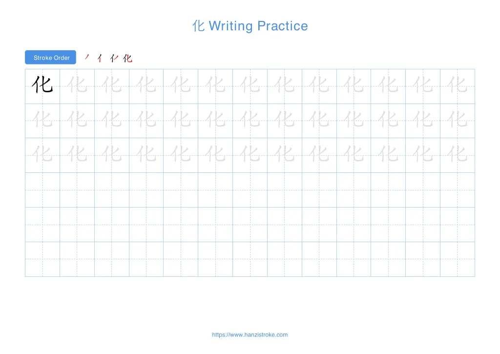 化 (huà): Stroke Order, Meaning & How to Write | HSK 5