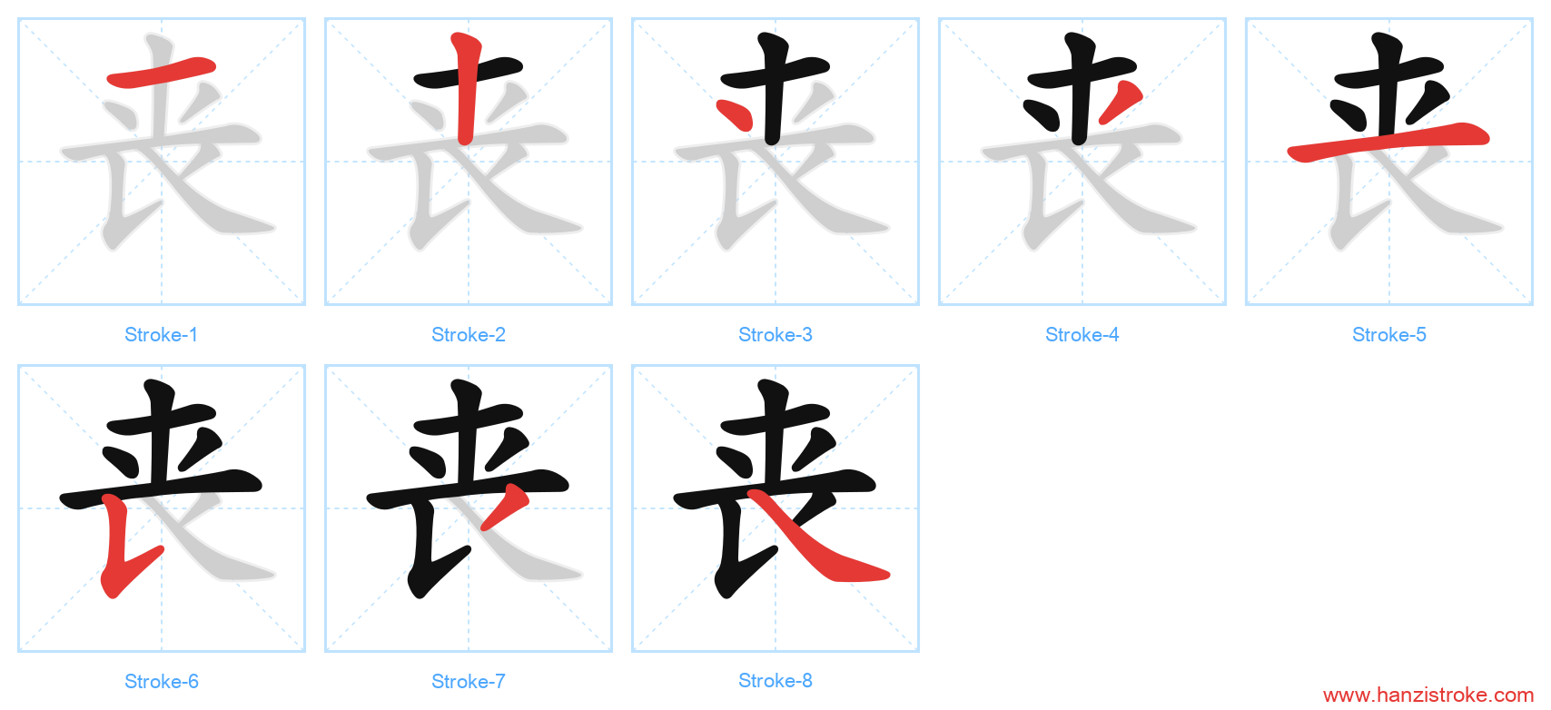 丧 stroke order diagram