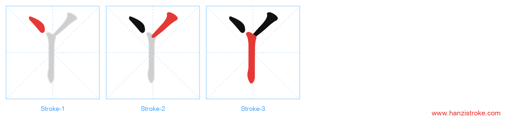 丫 stroke order diagram