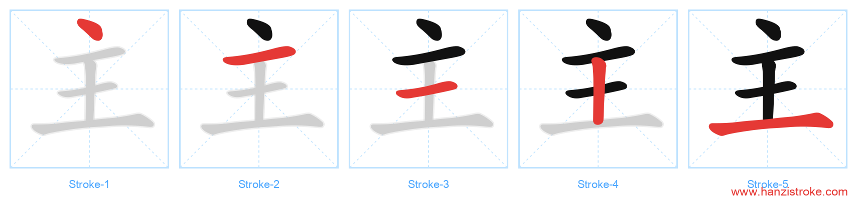 主 stroke order diagram