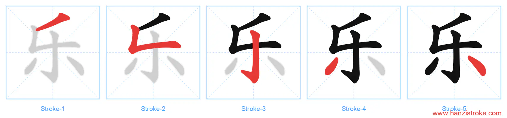 乐 stroke order diagram