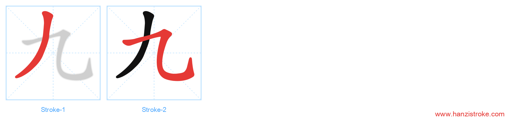 九 stroke order diagram