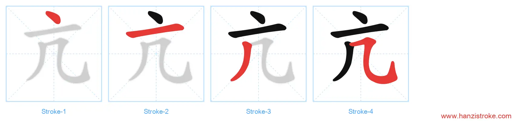 亢 stroke order diagram