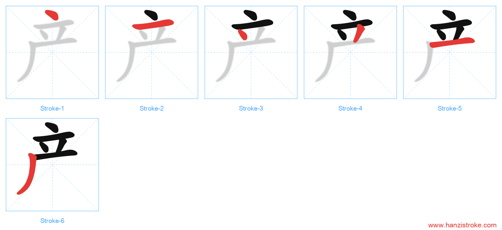 产 stroke order diagram