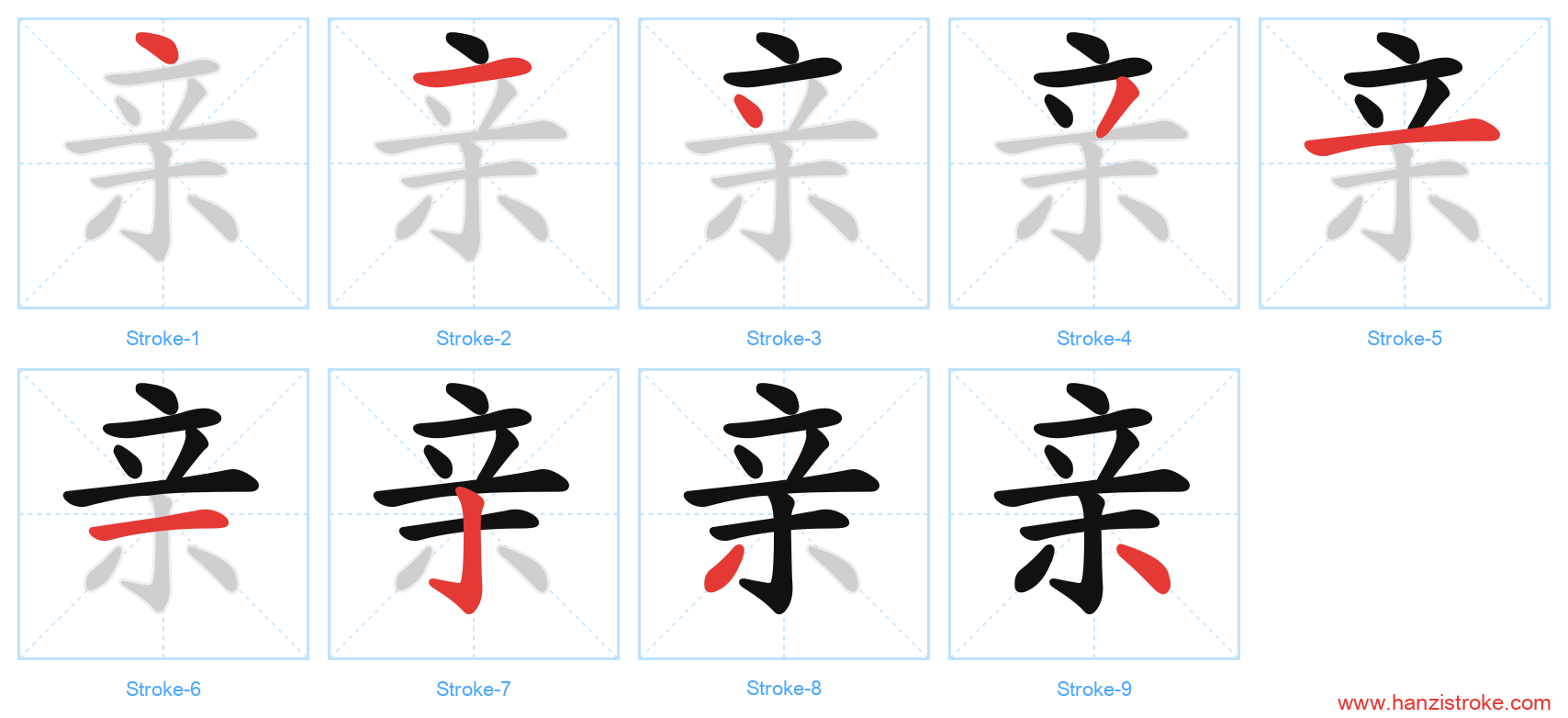 亲 stroke order diagram