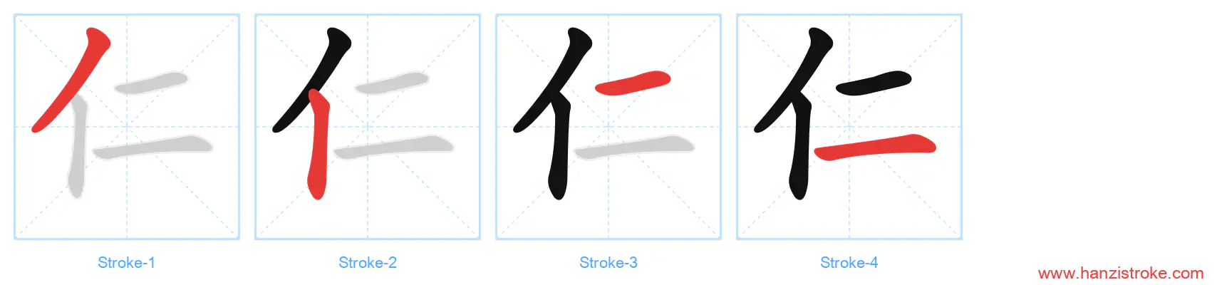 仁 stroke order diagram