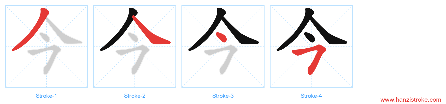 今 stroke order diagram