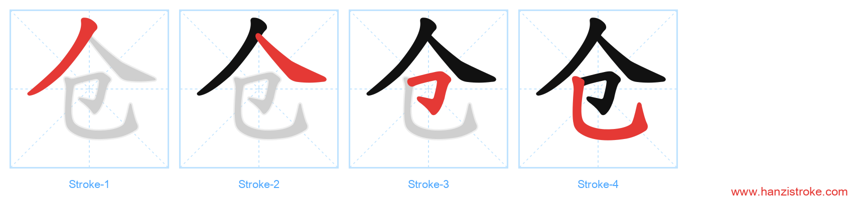仓 stroke order diagram