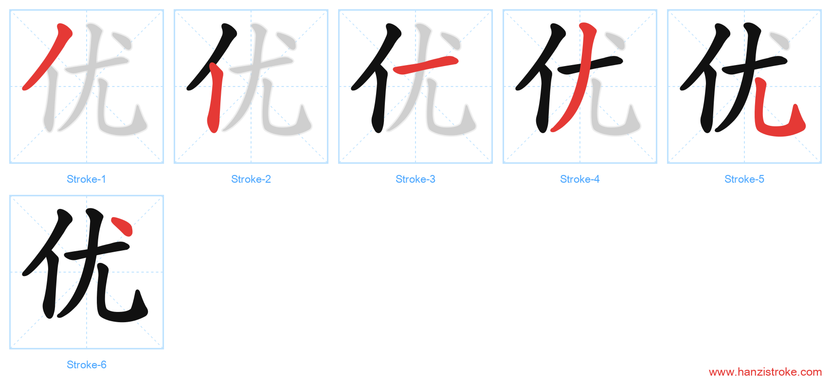 优 stroke order diagram