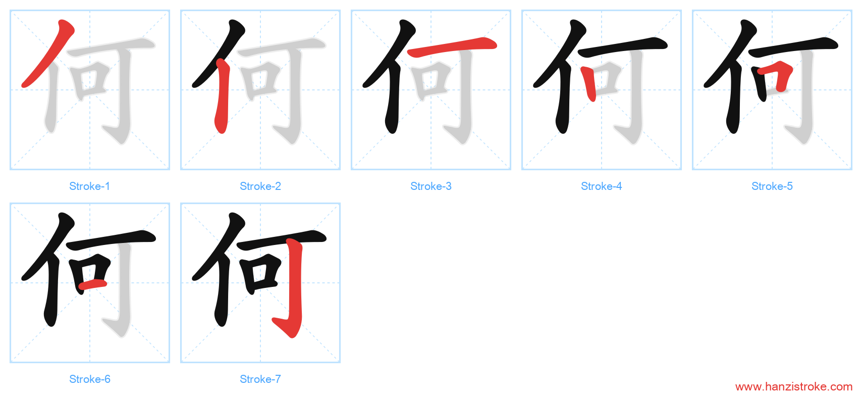 何 stroke order diagram