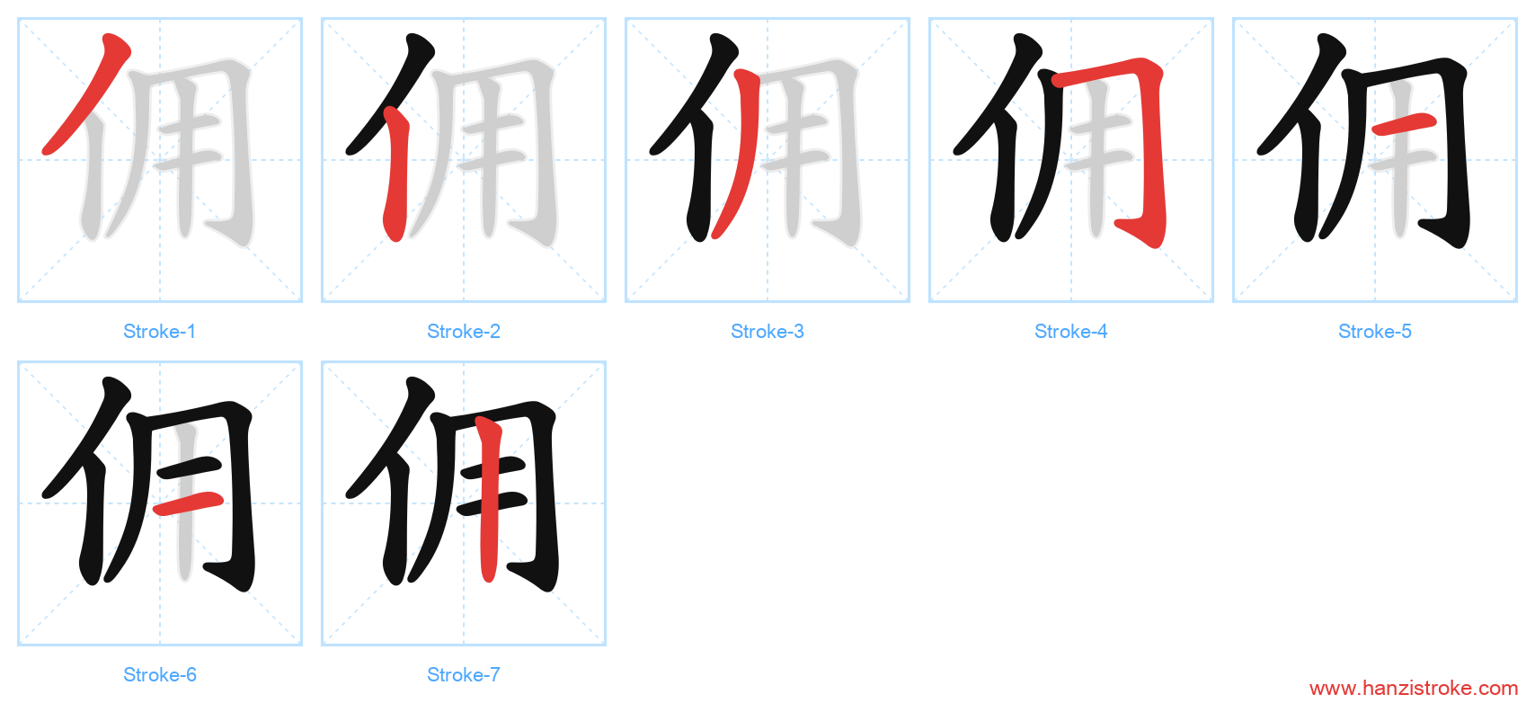 佣 stroke order diagram