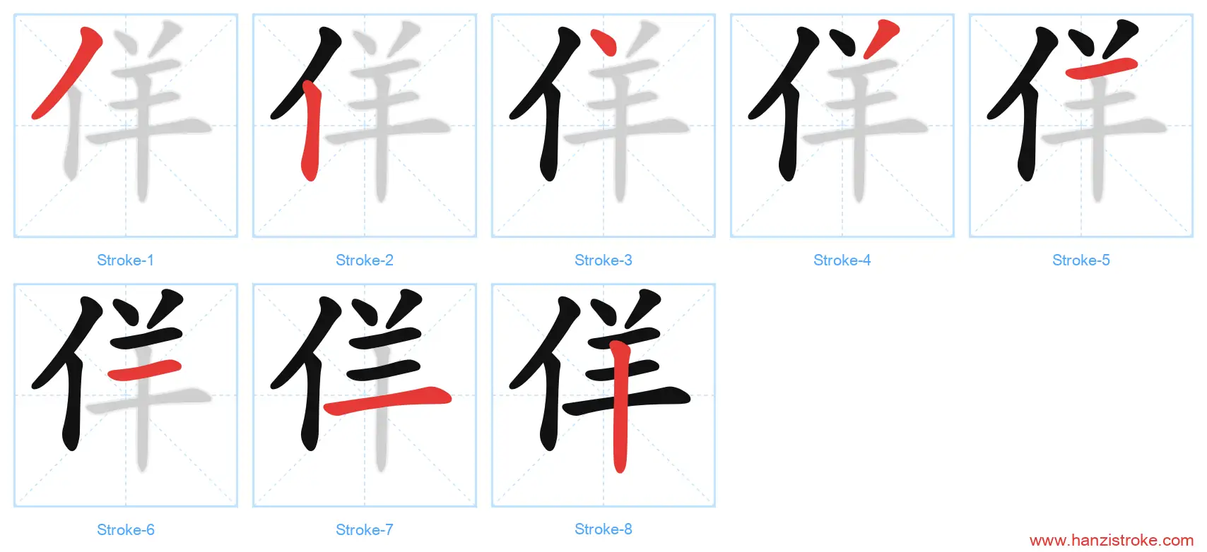 佯 stroke order diagram