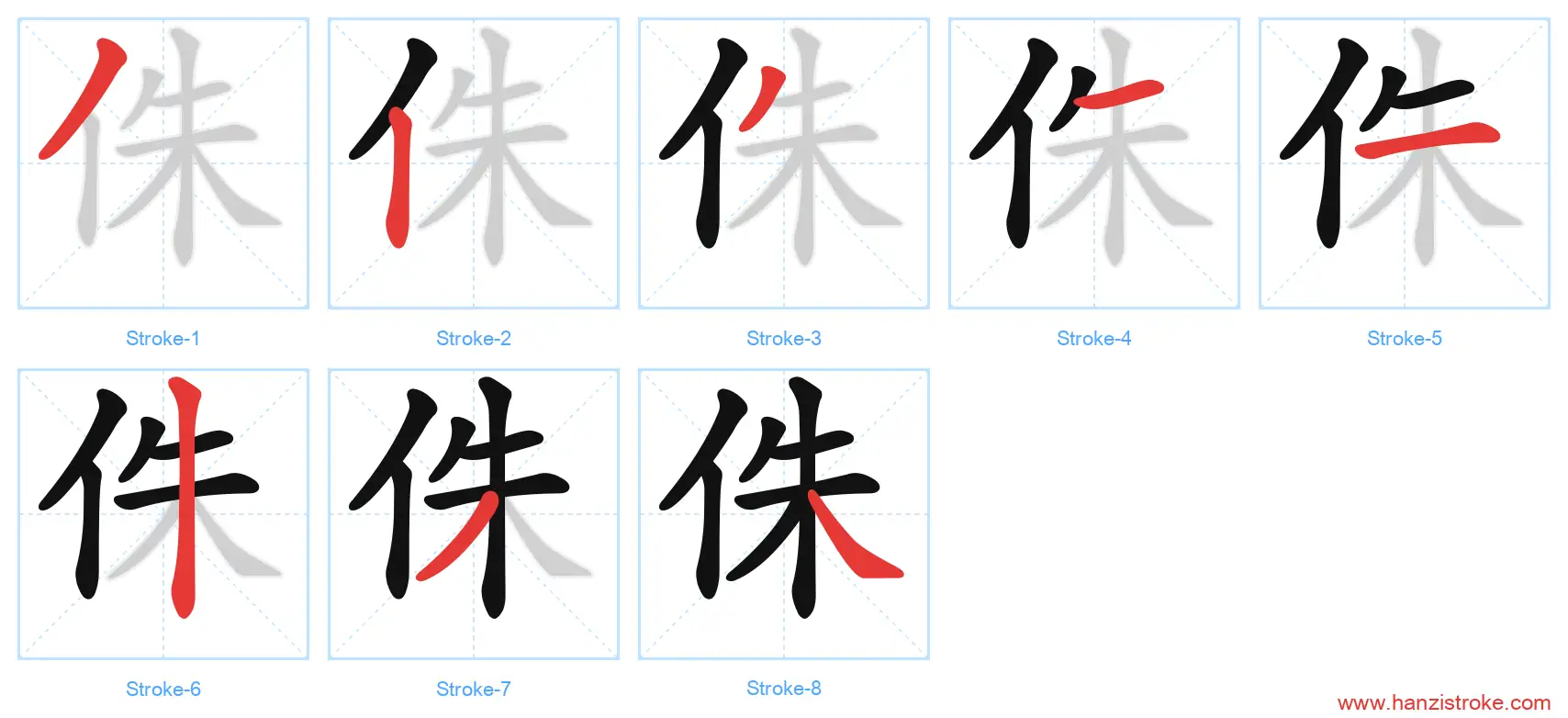侏 stroke order diagram