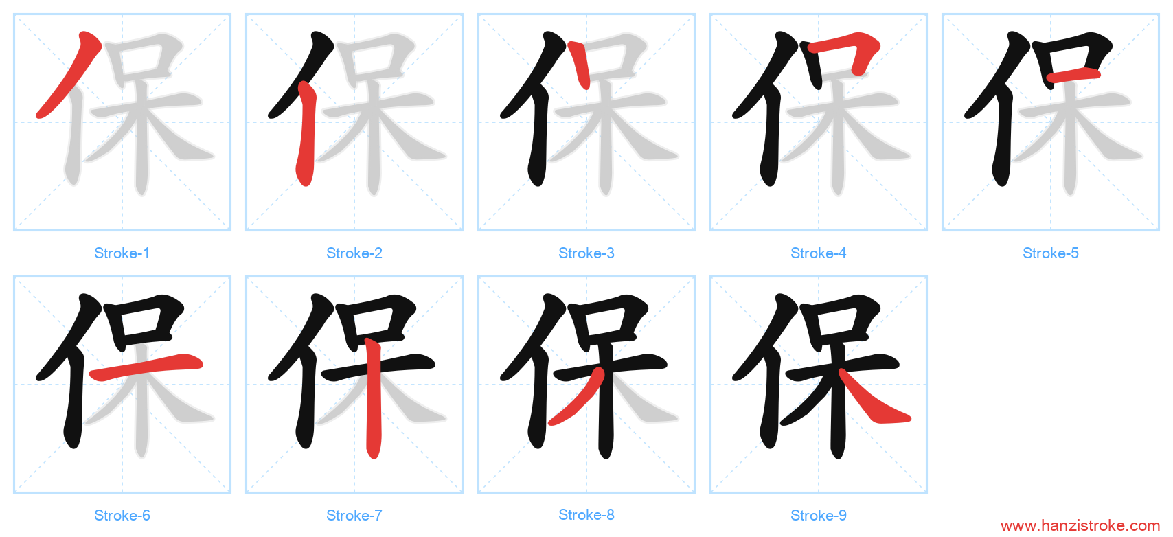 保 stroke order diagram