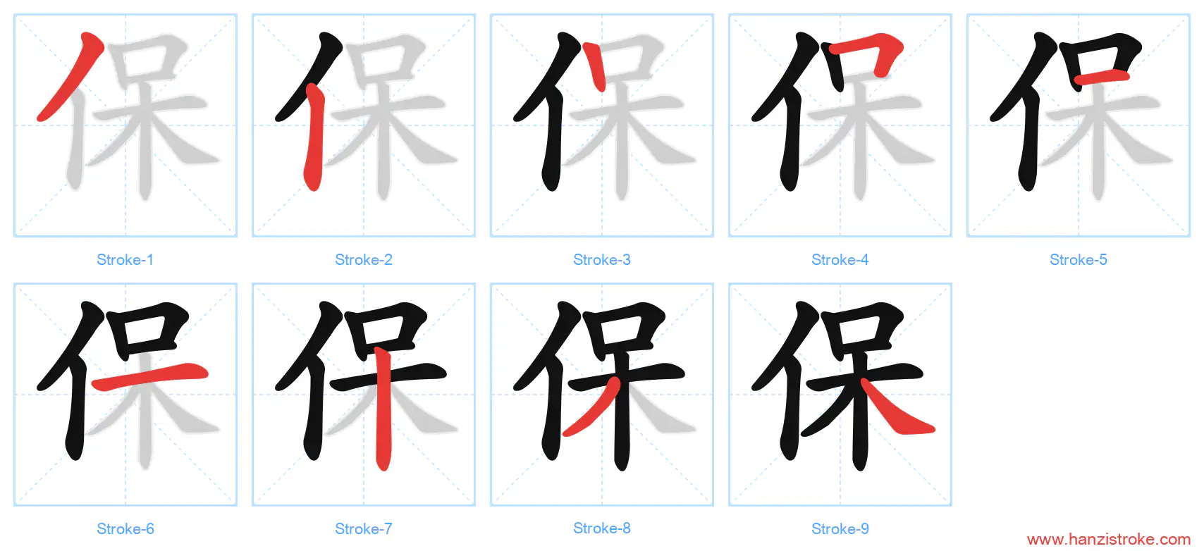 保 stroke order diagram