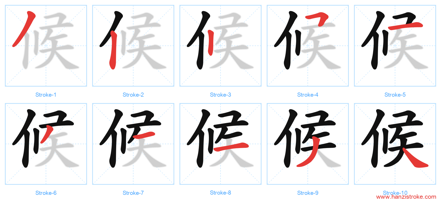 候 stroke order diagram