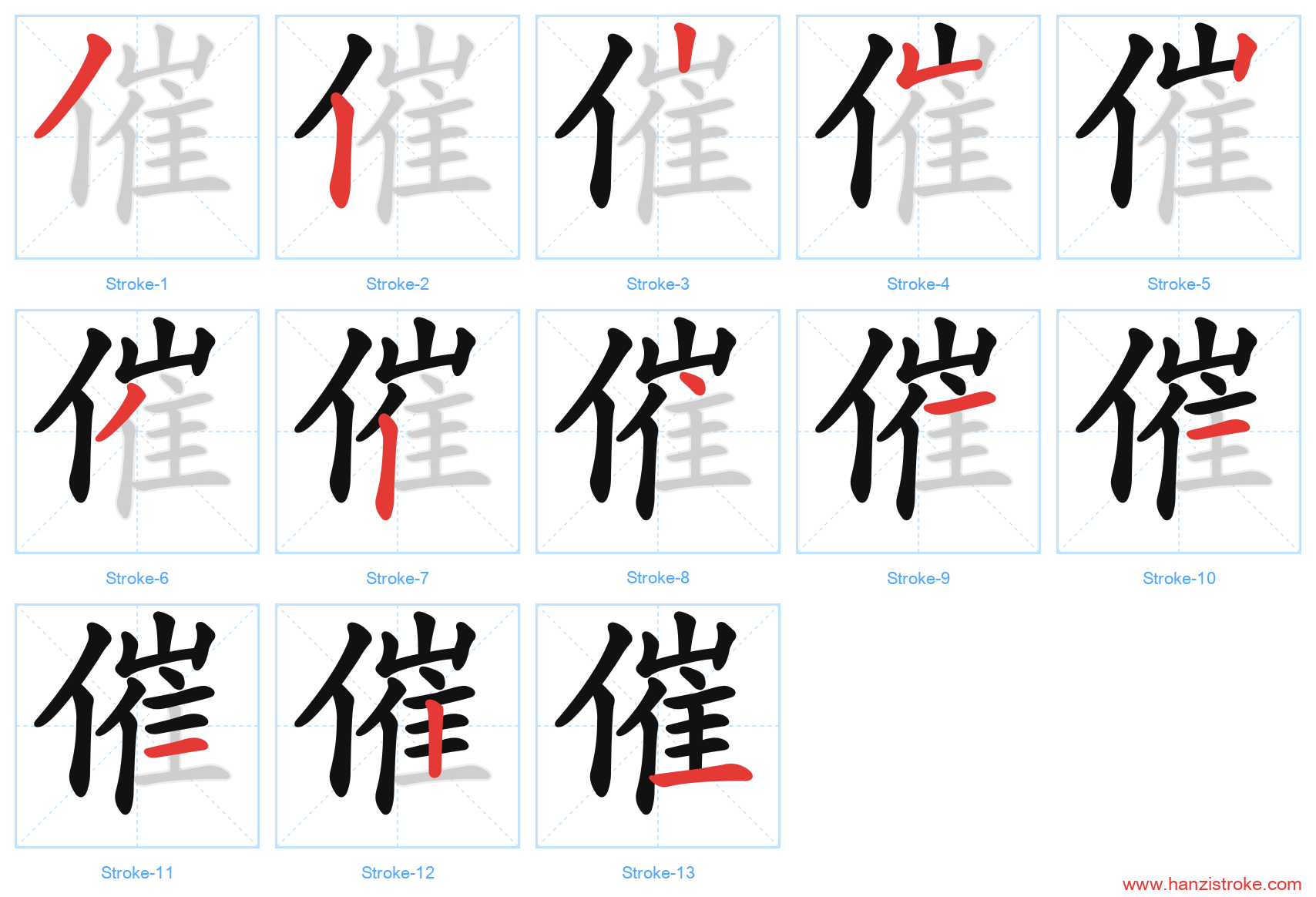 催 stroke order diagram