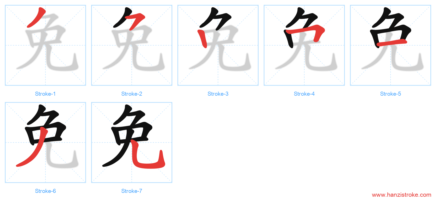 免 stroke order diagram