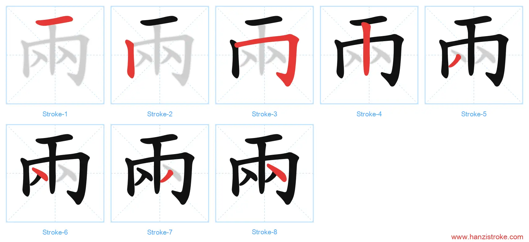 兩 traditional stroke order diagram