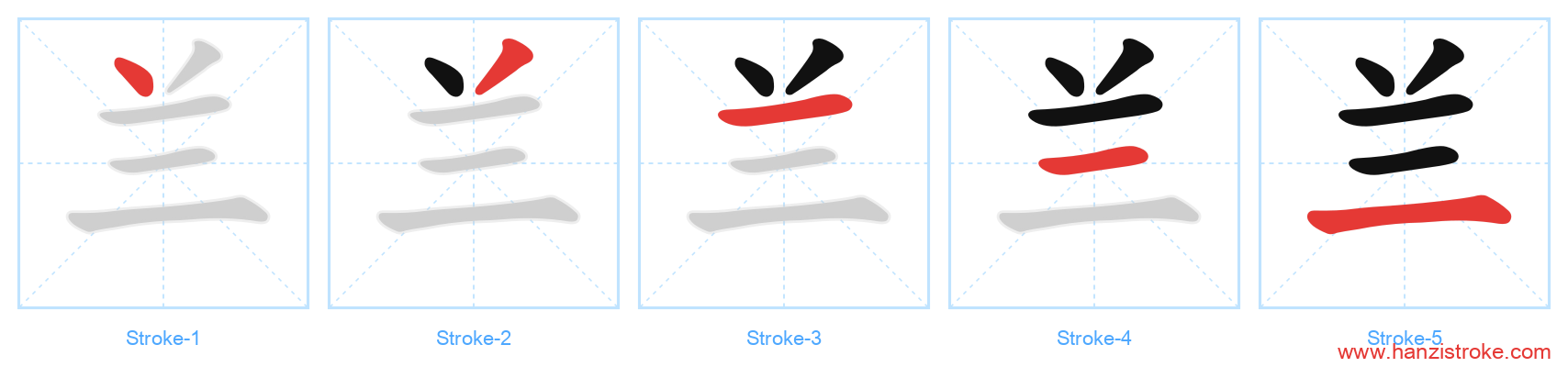 兰 stroke order diagram