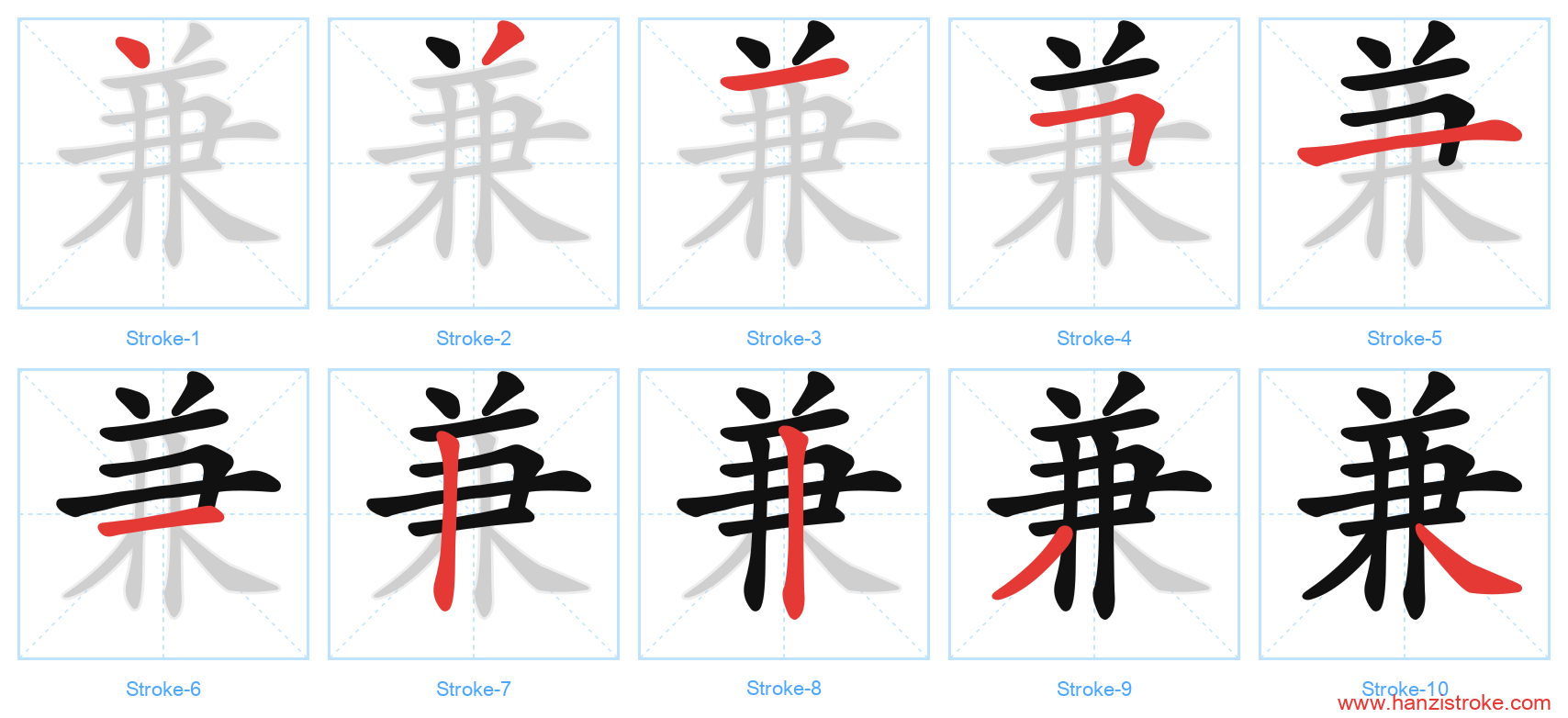 兼 stroke order diagram