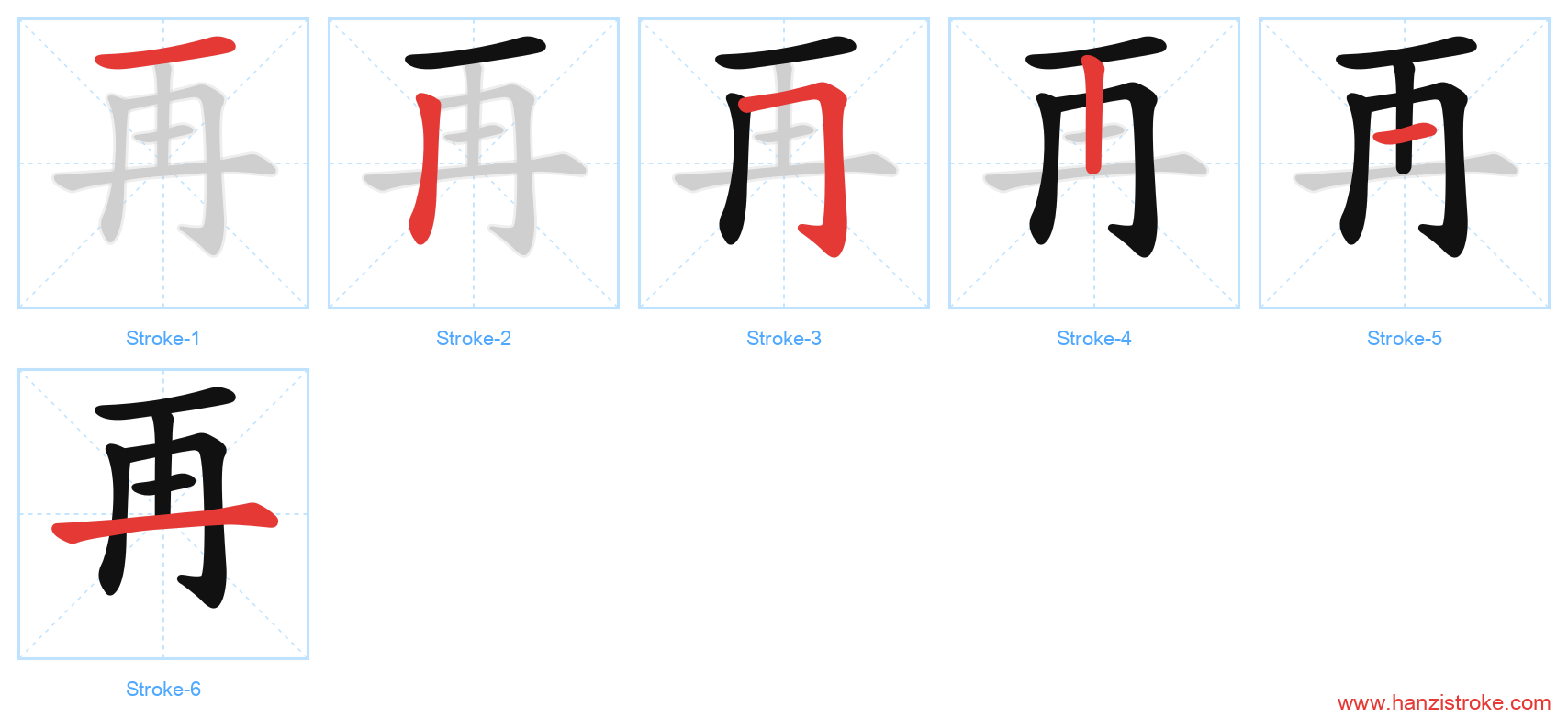 再 stroke order diagram