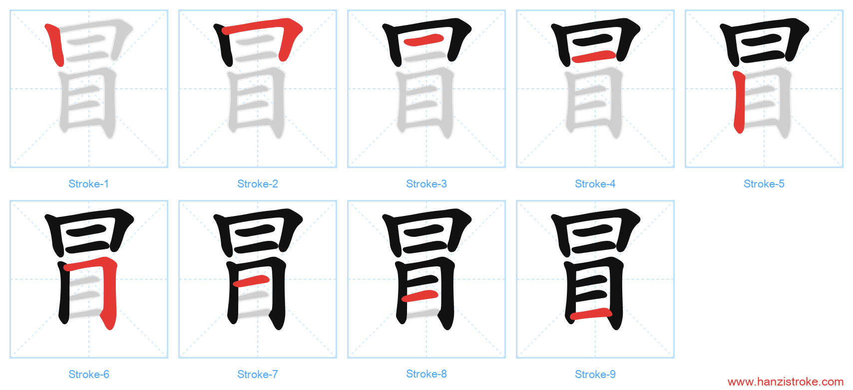 冒 stroke order diagram