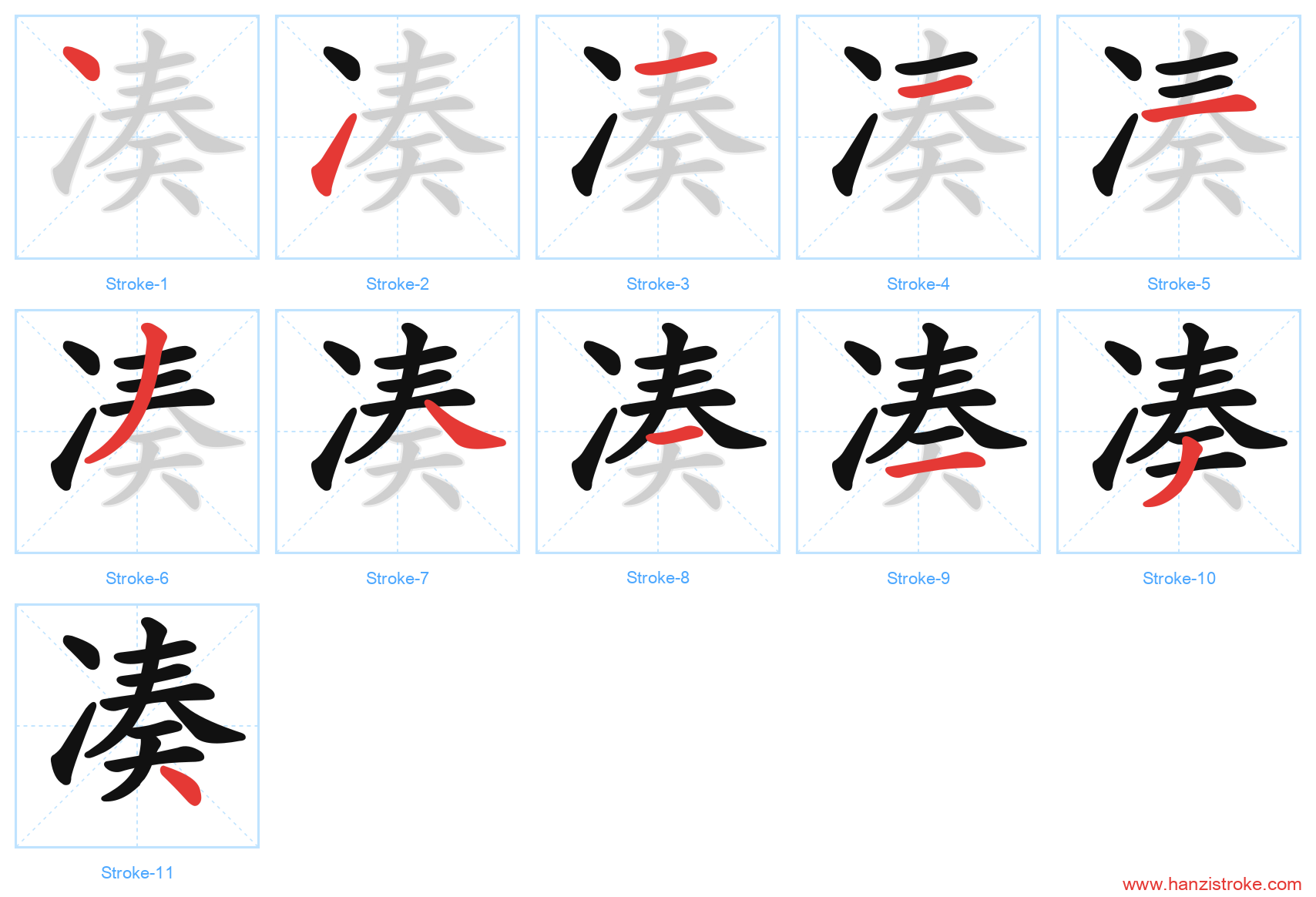 凑 stroke order diagram