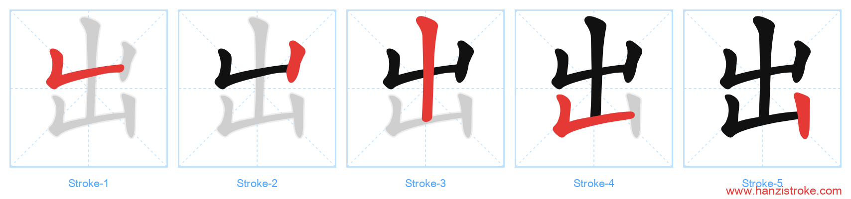 出 stroke order diagram