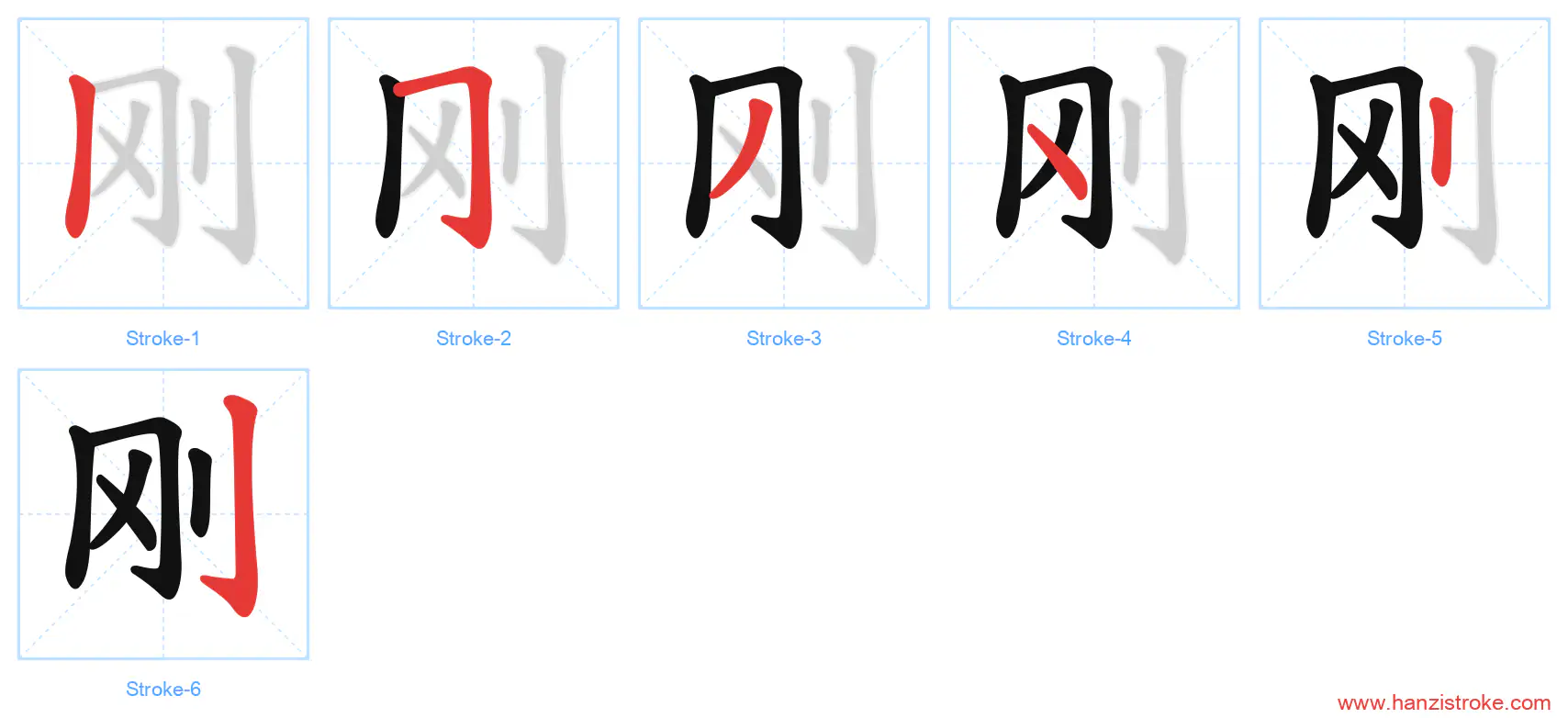 刚 stroke order diagram