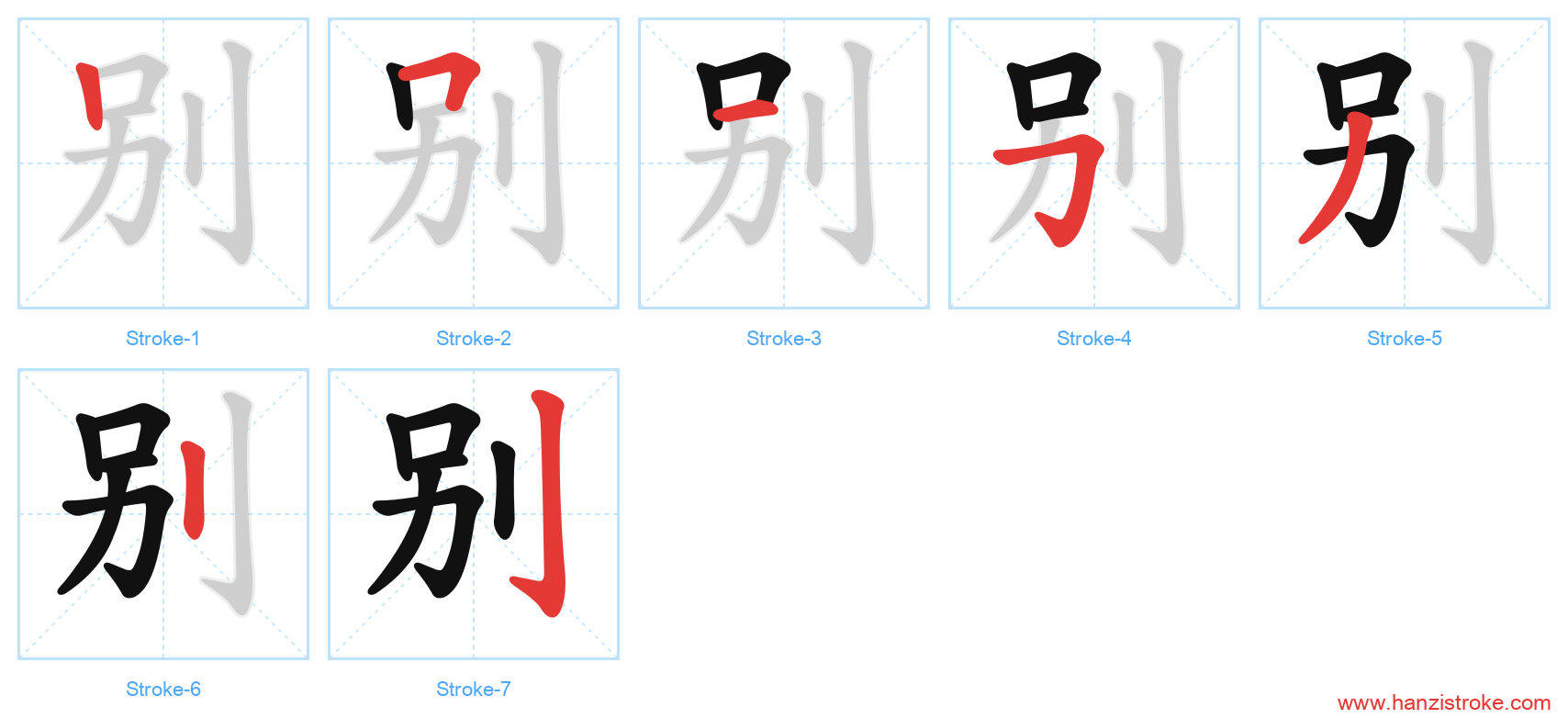 别 stroke order diagram