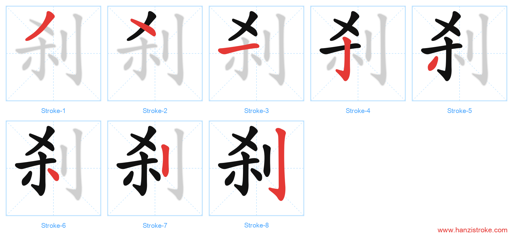 刹 stroke order diagram