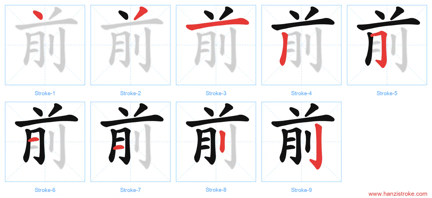 前 stroke order diagram
