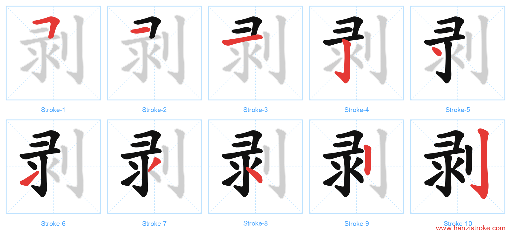 剥 stroke order diagram