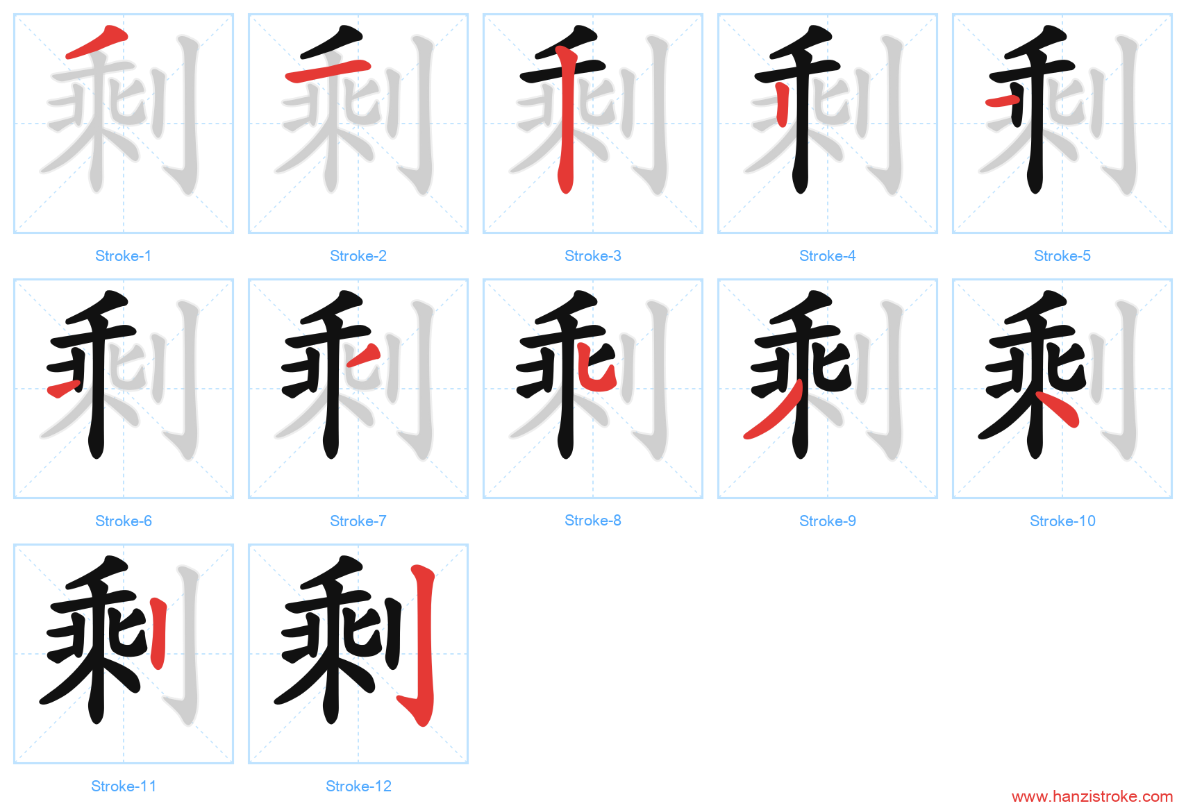 剩 stroke order diagram