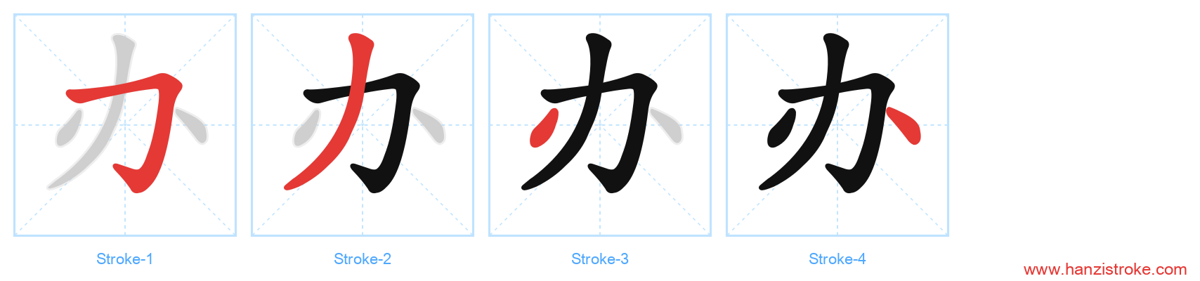 办 stroke order diagram