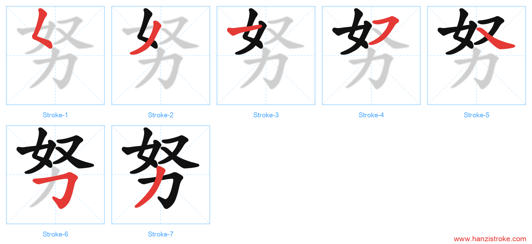 努 stroke order diagram