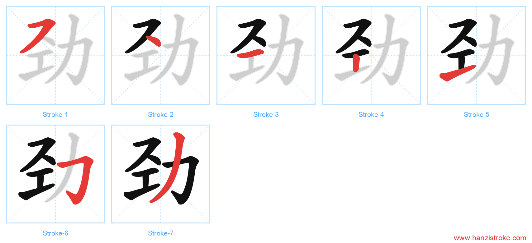 劲 stroke order diagram