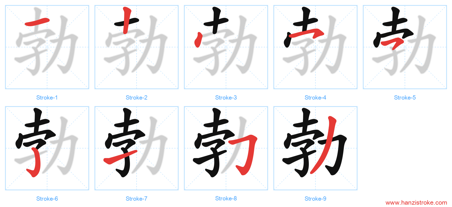 勃 stroke order diagram
