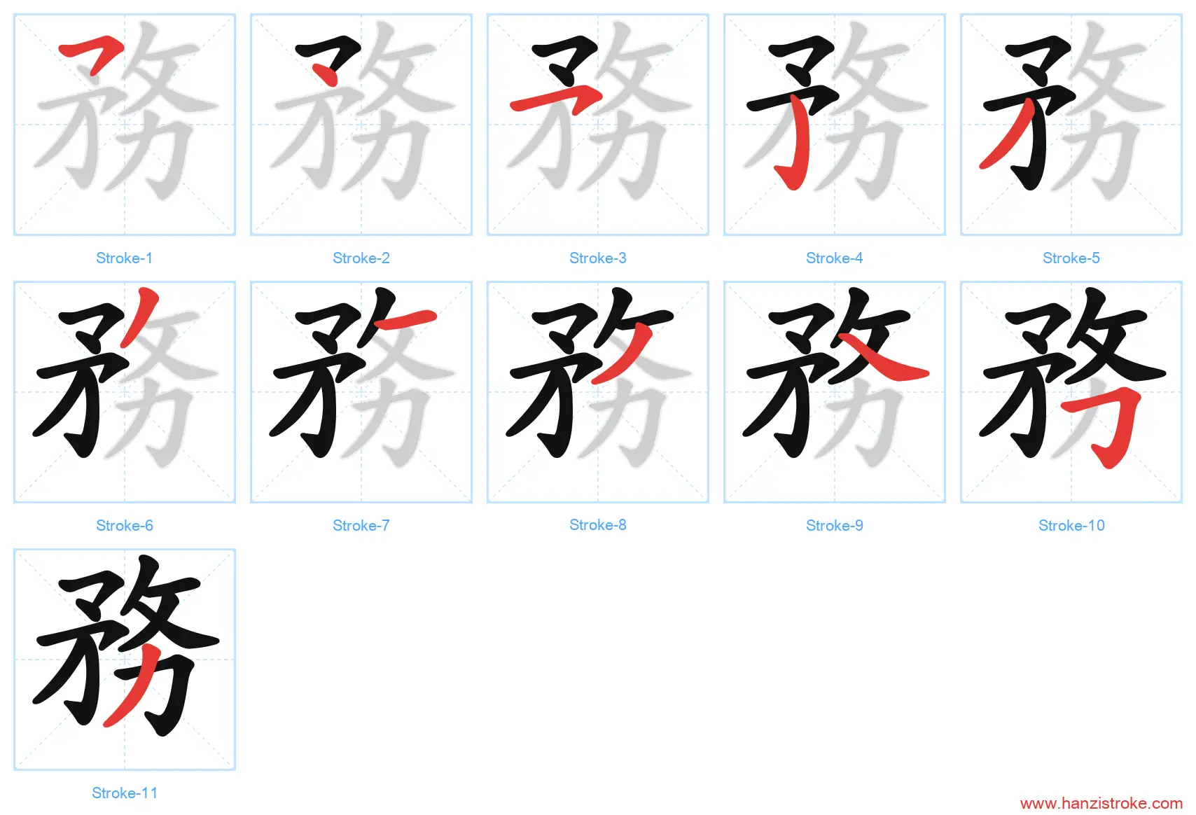 務 traditional stroke order diagram