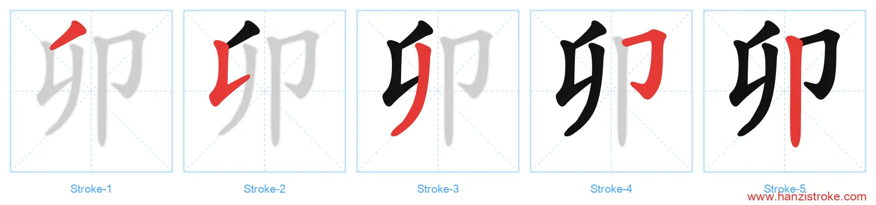 卯 stroke order diagram