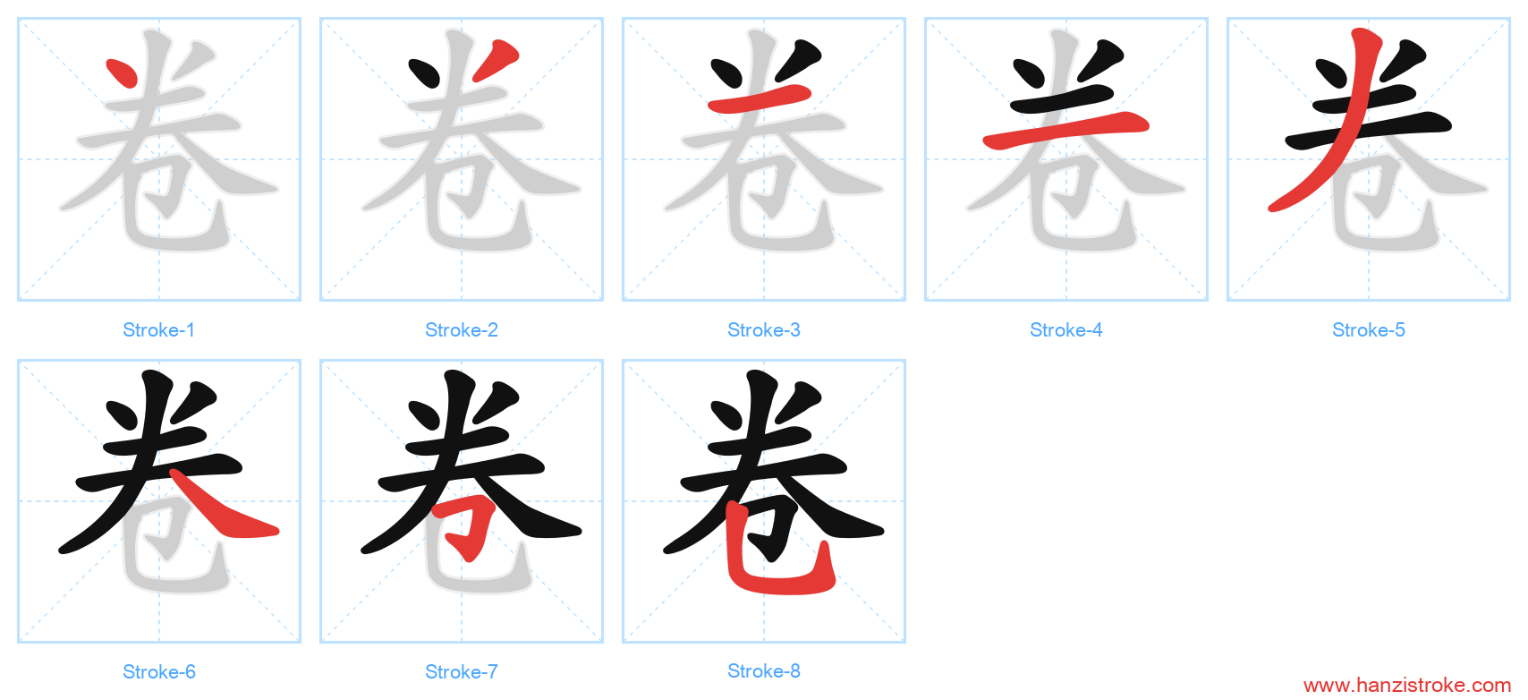 卷 stroke order diagram