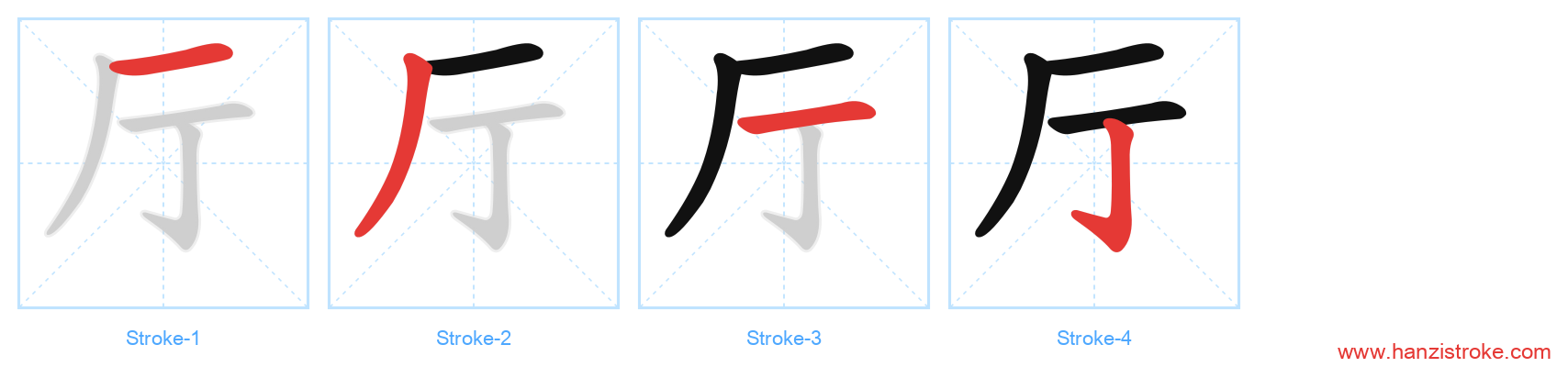 厅 stroke order diagram