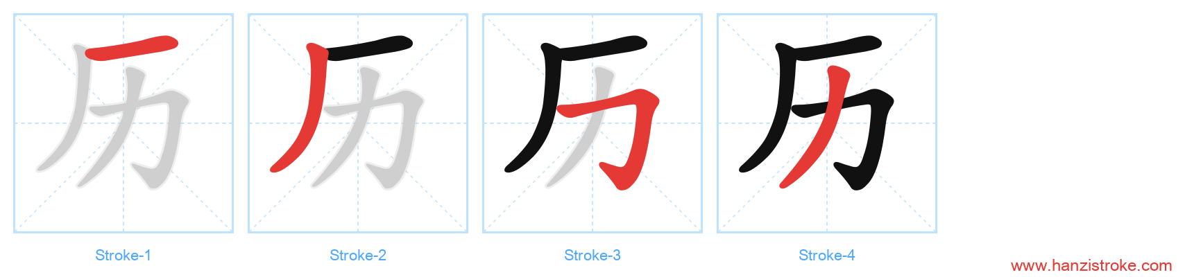 历 stroke order diagram