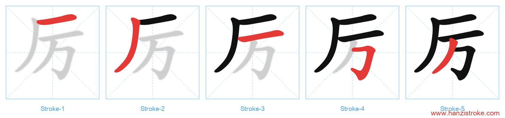 厉 stroke order diagram