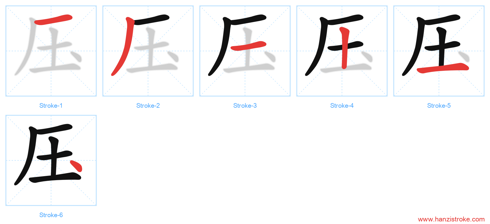 压 stroke order diagram