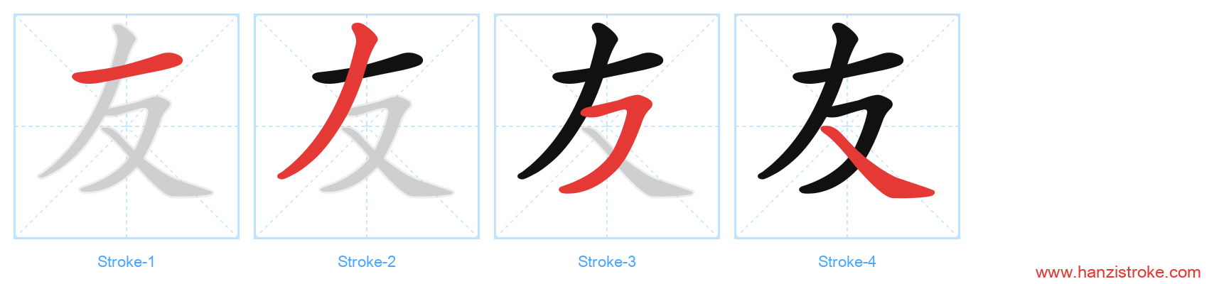 友 stroke order diagram