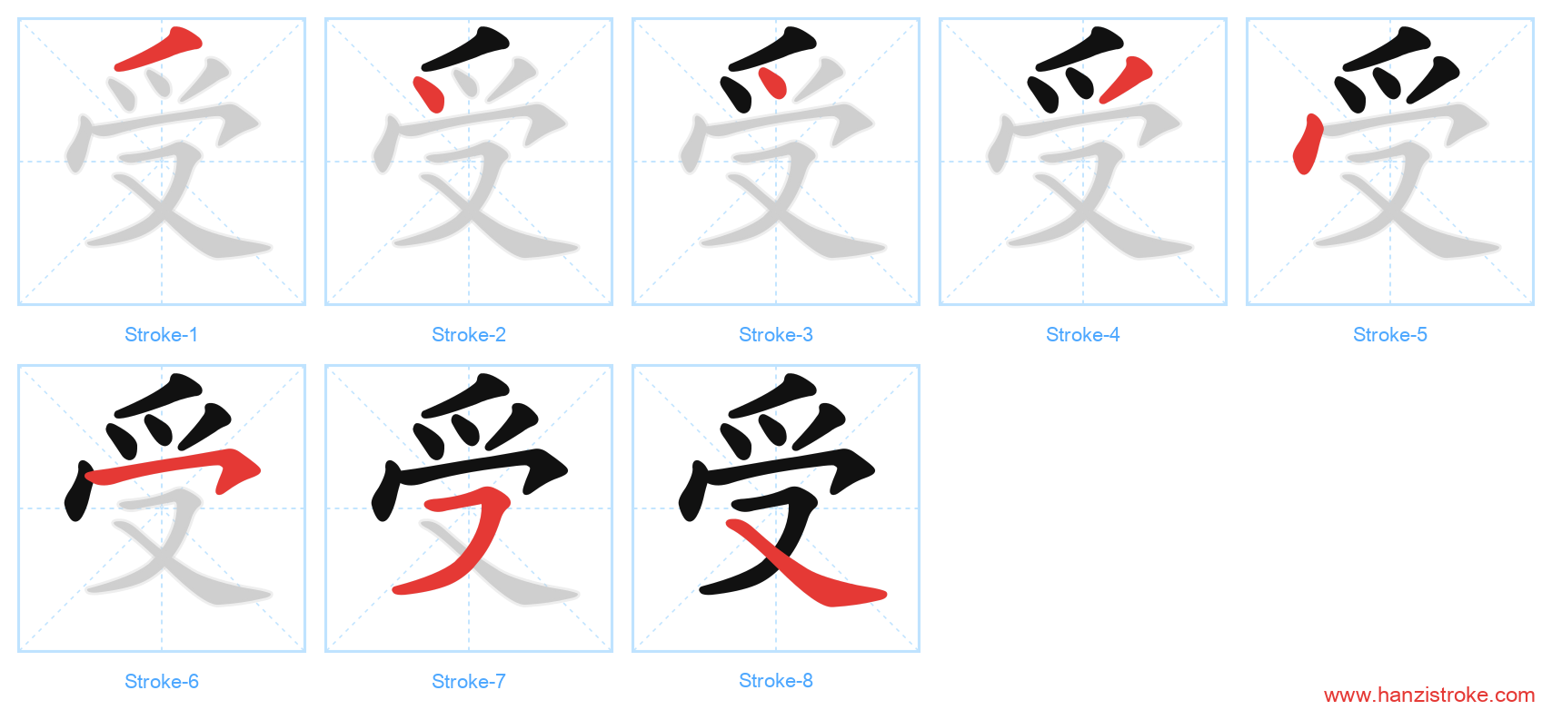 受 stroke order diagram